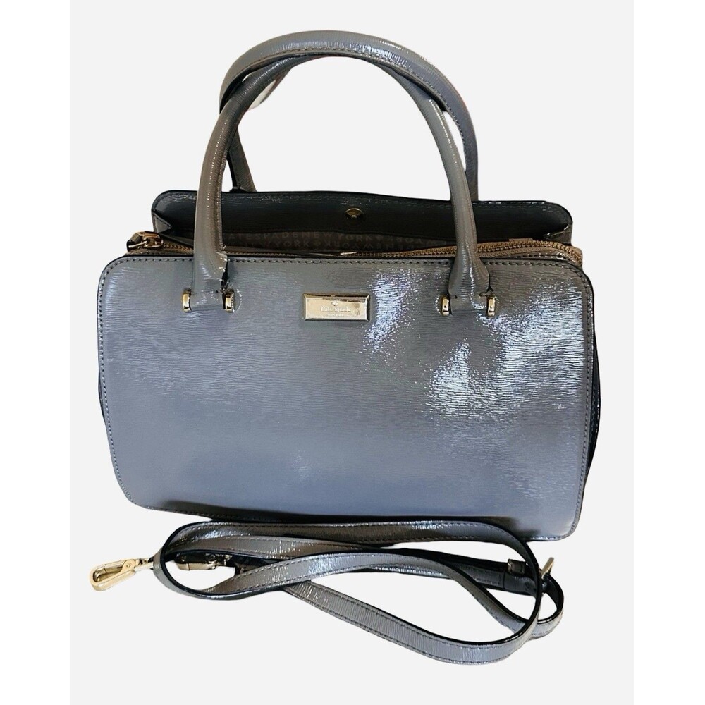 Kate Spade Bixby Place Hare grey Patent Leather Crossbody Handbag Purse Satchel